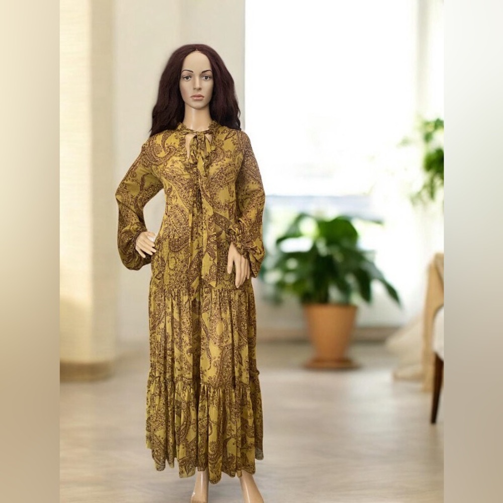 Zara women’s paisley print long sleeves maxi dress